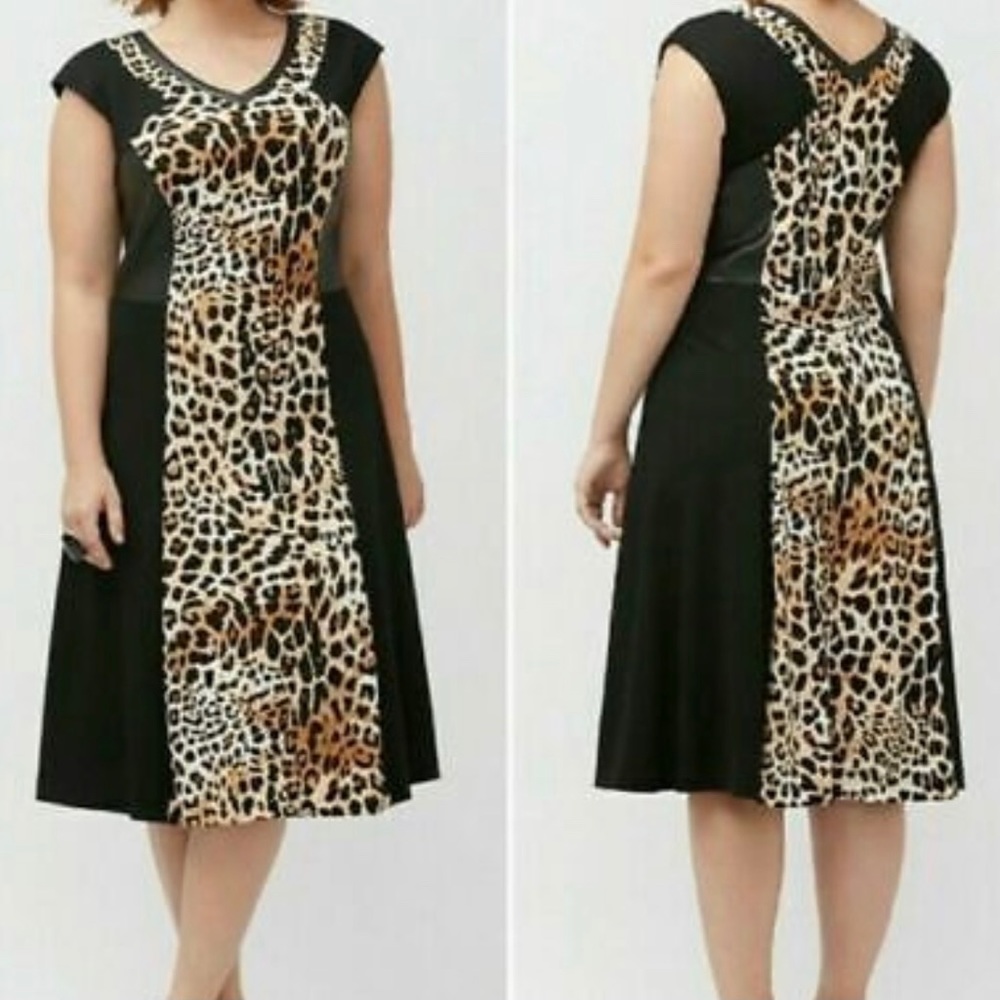 Lane Bryant Leopard Dress Faux Leather Cheetah